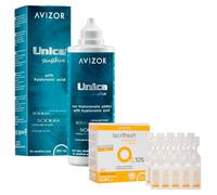 Unica Sensitive 350ml + Lacrifresh Moisture 20x0.4ml | Solución Única para Lentes de Contacto Sensibles | Con Ácido Hialurónico | Lubrica y Limpia