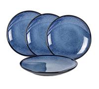 UNICASA Plato Llano, Servicio de Mesa 4 Personas, Platos de Postre/Plato de Menú/Accesorios de Mesa en Color Azul 26 cm - 4 Piezas