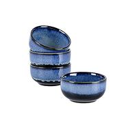UNICASA Tazón de porcelana para cereales, 10com Set de 4 Tazones para aperitivos, Tazón para sopa Tazón para copos de maíz para 4, Azul