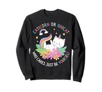 Unicat o Caticorn Who Cares Be Yourself Unicorn Funny Cat Sudadera