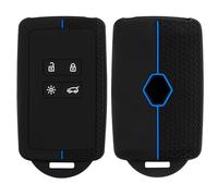 Unicavu Coque de Clé de Voiture en TPU Souple pour Clio, Mégane, Captur, Koleos, Kadjar, Dacia Duster - Protection Silicone Antidérapante pour Etui Clé Voiture 4 Boutons, Bleu
