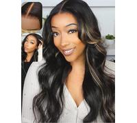 UNICE Bye Bye Knots Glueless Wig Body Wave 7x5 Pre Cut Lace Front Wigs Human Hair Bleached Knots Balayage Black Blonde Highlights Put on and Go Human Hair Wig Pre Plucked 150% Density 18 inch
