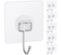 Uniclife 10 Ganchos Adhesivos Grandes para Colgar Soporte Máximo 15 kg Ganchos de Pared Resistentes Colgadores Transparentes Impermeables para Cuadros Gancho Autoadhesivos para Exterior Baño Cocina