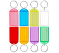Uniclife 10 Llaveros Plastico con Etiqueta 5 cm Etiquetas Identificador con Películas Protectoras Transparentes y Anillos Partidos Etiquetas Llaves para Llavero Equipaje Mascotas Marcadores，8 Colors