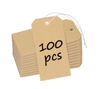 Uniclife 100 etiquetas de papel kraft en blanco de 4,7 pulgadas, etiquetas de papel colgantes de gran tamaño, etiquetas de precio, etiquetas de regalo, etiquetas de inventario para diferentes