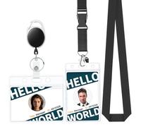 Uniclife 2 Paquete Porta Tarjetas de Identificación Vertical y Horizontal con Mosquetón Retráctil y Cordón Desmontable Protector Tarjetas Impermeable Funda Plástico Transparente para Oficina Escuela