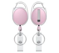 Uniclife 2 Pcs Llavero Retráctil Porta ID Retráctiles Portatarjetas Llavero Retráctil Resistente Carcasa ABS Reforzada Muelle de Acero Inox Cable Nylon 61 cm Mosquetón Anilla Llaves Blanco & Negro