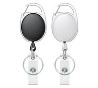 Uniclife 2 Pcs Llavero Retráctil Porta ID Retráctiles Portatarjetas Llavero Retráctil Resistente Carcasa ABS Reforzada Muelle de Acero Inox Cable Nylon 61 cm Mosquetón Anilla Llaves Blanco & Negro
