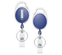 Uniclife 2 Pcs Llavero Retráctil Portaidentificadores Retráctiles Portatarjetas Llavero Retráctil Resistente Carcasa ABS Reforzada Muelle de Acero Inox Cable Nylon 61 cm Mosquetón Anilla Llaves Azul