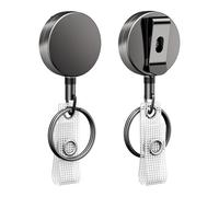 Uniclife 2 pcs Pequeña Heavy Duty Metal Retráctil Badge Reel llavero retráctil de la insignia del metal toda la cubierta bobina del resorte del acero inox 60 cm clip de nylon de la correa de cuerda