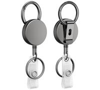 Uniclife 2 Pcs Portaidentificaciones Retráctiles de Metal Resistente Soporte para Credencial Cuerda Retráctil Carcasa de Metal Muelle Acero Inoxidable Cuerda de Nylon 60 cm Mosquetón y Anilla Llaves