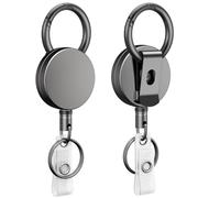 Uniclife 2 Pcs Portaidentificadores Retráctiles Resistentes Portallaves Retráctil Metálico Estructura Totalmente Metálica Resorte de Acero Inoxidable Cuerda de Nylon 70 cm Mosquetón Clip para Cinturón