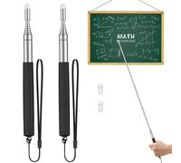 Uniclife 2 Pcs Punteros Retráctiles Profesores Puntero Telescópico Pizarras Blancas con Cordones y Cabezales Fieltro de Repuesto Puntero Extensible Profesores Entrenadores y Presentadores Hasta 100 cm
