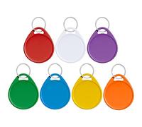 Uniclife 3,8 cm Identificador Llaves de Colores para Etiquetar Escribibles Llaveros de Plástico Redondos con Anillas Partidas Identificadores de Artículos Resistentes en 7 Colores Surtidos, 50 Piezas