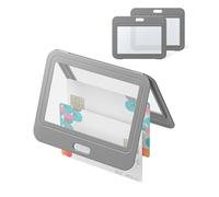 Uniclife 3 soportes para tarjetas de identificación con ventana de doble cara, horizontal, plástico duro, color gris, para oficina, escuela, DNI, tarjetas de crédito, llaves de proximidad, carnés de