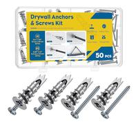 Uniclife 50 Pcs Anclajes Auto-perforantes para Drywall Anclajes Pared de Alta Resistencia Kit de Anclaje Metálicos Tornillos Drywall Anclaje Aleación Zinc con Tornillos 6 x 33 mm Kit Colgar Cuadros