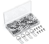 Uniclife 60 piezas en forma de D para colgar cuadros con tornillos, 18 kg, capacidad de carga de alto rendimiento, gancho de imagen de doble orificio, anillos en D para marcos de fotos, ganchos en D