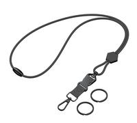 Uniclife Cordón Portacredenciales Liberación Rápida Cordón Resistente Hebilla de Seguridad Desmontable, Hebilla Ajustable Mosquetón Giratorio y Anillas Llaves Cable Redondo Ajustable para Llaves Negro