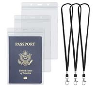 Uniclife Pack de 3 fundas para pasaporte de PVC transparente con cordón, impermeables, extragrandes (11,4 x 16,3 cm) para viajes, cruceros y eventos