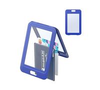 Uniclife Porta Tarjetas con Ventanas Verticales de Doble Cara Funda de Plástico Duro Azul Protector de Tarjetas para Oficina Escuela Tarjetas de Crédito Tarjetas de Llave de Proximidad, Paquete de 1