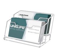 Uniclife Portatarjetas de Acrílico para Escritorio con 2 Ranuras - Soporte Transparente para 120 Tarjetas de Visita, Organizador Profesional para Oficina, Hogar o Eventos