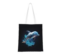 Único 3D con estampado de delfines de animales, bolsa funcional, reutilizable, práctica, ligera, plegable, trabajo, viajes, gimnasio, playa