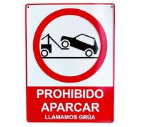 UNICO en RELIEVE, REFLECTANTE y ALUMINIO.Prohibido aparcar | Aviso Grua. Cartel Calidad A+ Tamaño A4 apróx. 28X21CM Ojales y esquinas redondeadas.