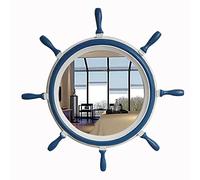 Único Timón Tipo De Diseño De Espejo De Pared, Estilo Mediterráneo Europeo Personalizado Espejo De Baño, Espejo Decorativo Redondo, 68.5CM, Marrón / Azul / Blanco, HD Espejo De Vanidad ( Color : Blue