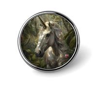 Unicorm in the Forests And Flowers - Pin redondo esmaltado para solapa, mochila, broches, insignia, joyería, estética, chaquetas, sombreros, decoración artística