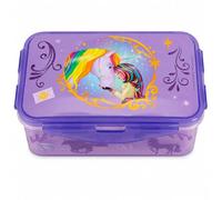 Unicorn Academy Fiambrera para niños, fiambrera con compartimentos y cierre de clip, fiambrera de plástico, para guardería, escuela y viajes, resistente y fácil de abrir