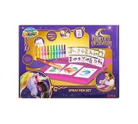 Unicorn Academy Juego de bolígrafos en aerosol de lujo | Juego de bolígrafos con 12 lápices florales y 16 plantillas | Colorear creativo para niños | Paquete de manualidades y pasatiempos | Idea de