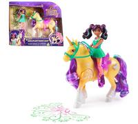 Unicorn Academy Set de hojas mágicas de Ava y plantas con crines y cola reales y función de luz mágica, figuras originales de aprox. 12 cm de tamaño de la popular serie Netflix, para niños a partir de