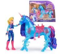 Unicorn Academy Set - Isabel y Unicornio River con auténtica Melena y Cola y Cepillo, Aprox. 12 cm Grandes Figuras Originales de la Popular Serie Netflix, para niños a Partir de 4 años