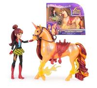Juego de cademia Unicorn Academy - Valentina y unicornio Cenicienta con crinder y cola auténticas y cepillo, aprox. 12 cm grandes figuras originales de la popular serie Netflix, para niños a partir de