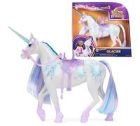 Unicorn Academy Unicornio Glacier - Unicornio original Layla para la serie Netflix de 28 cm, con melena y cola reales, brida y sillín desmontables, cepillo para niños a partir de 4 años