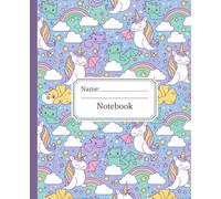Unicorn and Dragon Composition Notebook: Wide Ruled Paper, 120 Pages,7.5" x 9.25": Magical Pastel Pattern with Rainbows and Stars | Cute School ... Story Journal for Classroom and Home Writing