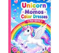 Unicorn and Momos color dresses: Composition for the primary story Unicorn and Momos dino, with half a page, dotted on the middle line and space for ... for grades K-2Grade K-2 School Exercise Book