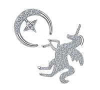 Unicorn and Moon Earrings Women's Fashion Ear Studs Lady'S Jewelries Trendy Asymmetrical White