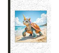 Unicorn Beach Turtle Student Edition Composition Notebook Planner: 7.5 x 9.25 Blank Wide Lined Journal- Back to School, Elementary, Middle, High