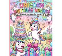 Unicorn Birthday Wishes: A Party Coloring Book for Girls 4-8 Age: Bold Easy Cute Unicorns Decorating Birthday Cakes, Balloons, and Gift Boxes | Fun Party Activity Pages for Kids
