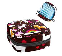 Unicorn Black Period Pouch portátil, bolsa de almacenamiento de tampones para servilletas sanitarias, Varios colores, 4.7x6.6x6.6 in/12x17x17 cm