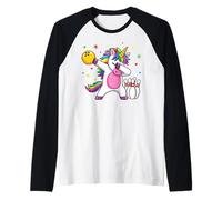 Unicorn Bowling Dab Camiseta Manga Raglan