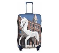 Unicorn Building04 - Funda elástica lavable para maleta de viaje (antiarañazos, color blanco, ancho, blanco, L