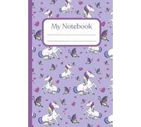 Unicorn & Butterflies Notebook | Cute Girly Purple & Pink Unicorn Jotter | Unicorn Stationary for School & Work