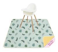 Unicorn Castle Alfombrilla Trona Bebé 107x117cm, Alfombra Impermeable Lavable Antideslizante, Splash Mat Plegable y Portátil para Comidas y Protección del Suelo,Light Blue Tree