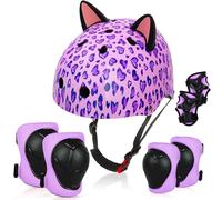 Unicorn Castle Casco y Protecciones para Niños 8-14 Años, Ajustable 52-58cm | Set de protección infantil con casco, rodilleras y coderas ajustables para bicicleta, skate, scooter y patinaje