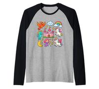 Unicorn Castle Rainbow Dreams Fantasía Camiseta Manga Raglan