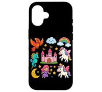 Unicorn Castle Rainbow Dreams Fantasía Carcasa para iPhone 16