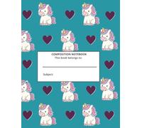 Unicorn Composition Notebook: Turquoise background, College-Ruled, 200 pages theme copybook or journal for kids and adults ages 5 and up