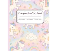 Unicorn Composition Notebook - Wide Ruled, 110 Pages | Cute Magical School Notebook for Girls, adults, teens, Writing, Journaling & Notes
